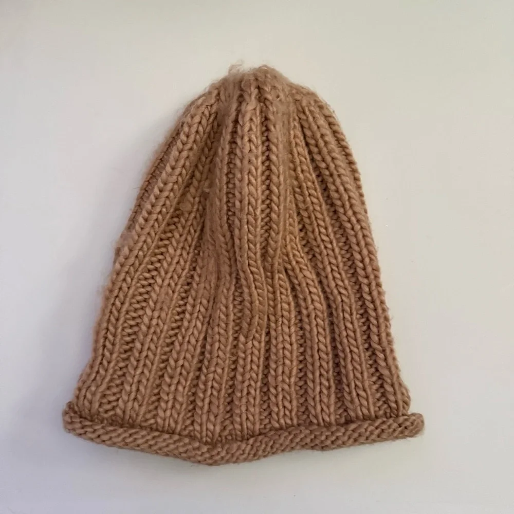 Free People Cozy Tan Knit Beanie